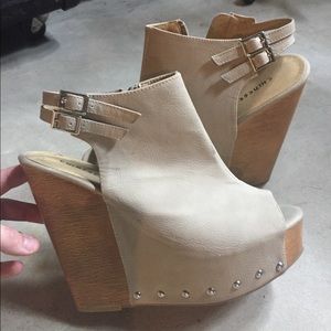 Nude Studded Wedge heel